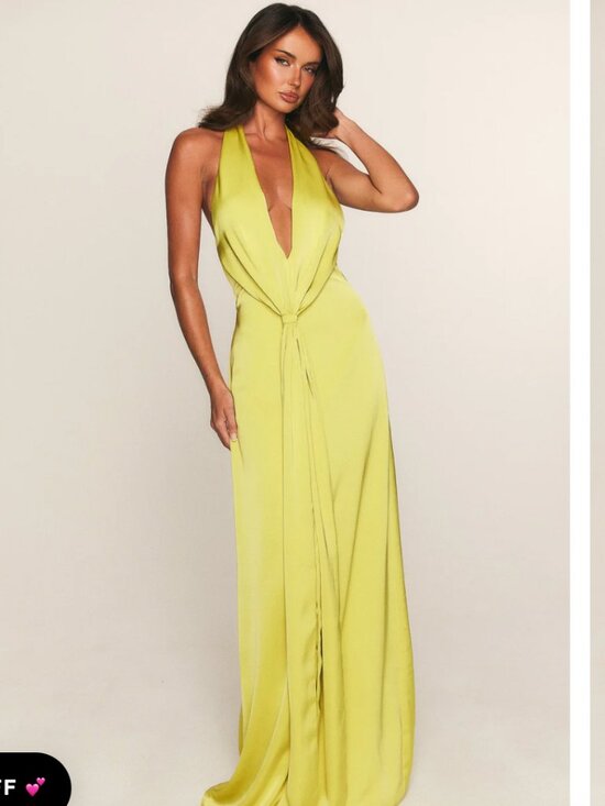 White Fox Delicate Delight Maxi Dress Chartreuse XS